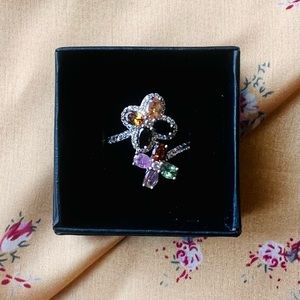 Sterling silver Double Flower Ring Cluster Desgin side 6